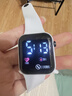 其他品牌高颜值LED手表时尚方形学生科技感超强夜光数字个性运动 太空白 实拍图