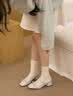逸兰朵法式绝美浅口粗跟单鞋女2026新款甜美少女蝴蝶结配裙子玛丽珍女鞋 米白色【升级版】 37 (235mm) 实拍图