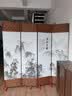 中式简易折叠可移动屏风遮挡板帘客厅隔断墙卧室现代简约办公室 单面图案送底座（加厚加粗） 2.0米高4扇一组2米宽 实拍图