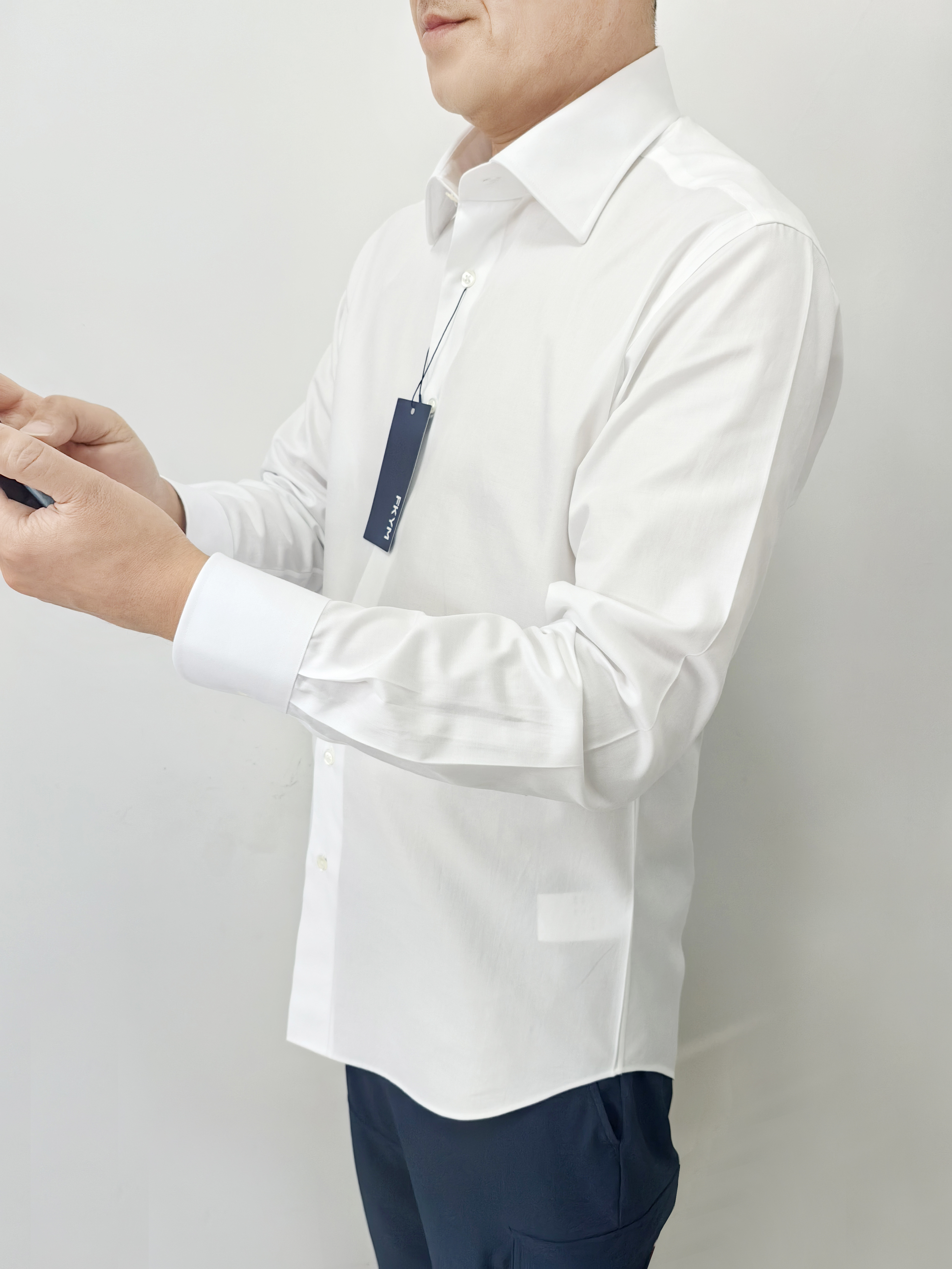 FKYM福山-商务舱衬衫 纯棉白色长袖 四季通勤 高端男士衬衫 白色 八字领 FSTY-0001-01 41 FSTY-0001-02 实拍图