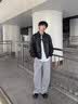 gxgjeans男装 简约设计宽松翻领真皮皮衣夹克外套男士 26春新品 黑色 L (175) 晒单实拍图