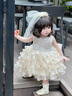 G.duck小黄鸭女童连衣裙夏季2026新款儿童裙子女宝宝生日抓周岁礼公主裙 香槟色 90 cm 实拍图