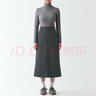 无印良品 MUJI 女式 丝光斜纹 裙子半身长裙秋冬季简约风纯棉全棉BEK37C2A 炭灰色 M(160/66A) 实拍图