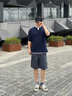 gxgjeans男装  假两件拼接简约休闲短袖T恤男生上衣 26夏新品 藏青色 XL (180) 实拍图
