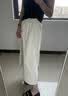 拉夏贝尔假两件开叉裙裤女夏季2026薄款高腰垂感宽松冰丝阔腿裤子 杏色 S 实拍图