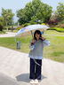 美度全自动三折雨伞学生儿童晴雨伞环扣柄可挂书包圆角防戳M3075蓝色 实拍图