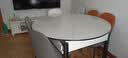 奥利克丝 亮光岩板餐桌椅组合 现代简约实木餐桌可伸缩折叠圆桌吃饭桌子 亮光雪山白-黑白框架轻奢皮椅款 1.35米 一桌六椅【12MM加厚岩板】 实拍图