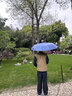 京东京造 总裁 全自动雨伞三折加大折叠商务复古自动木柄伞 蓝色23寸105cm 实拍图