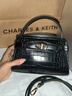 CHARLES&KEITH鳄鱼纹凯莉包手提斜挎婚包包女包生日母亲节礼物CK2-50270880-1 Black黑色 S 实拍图