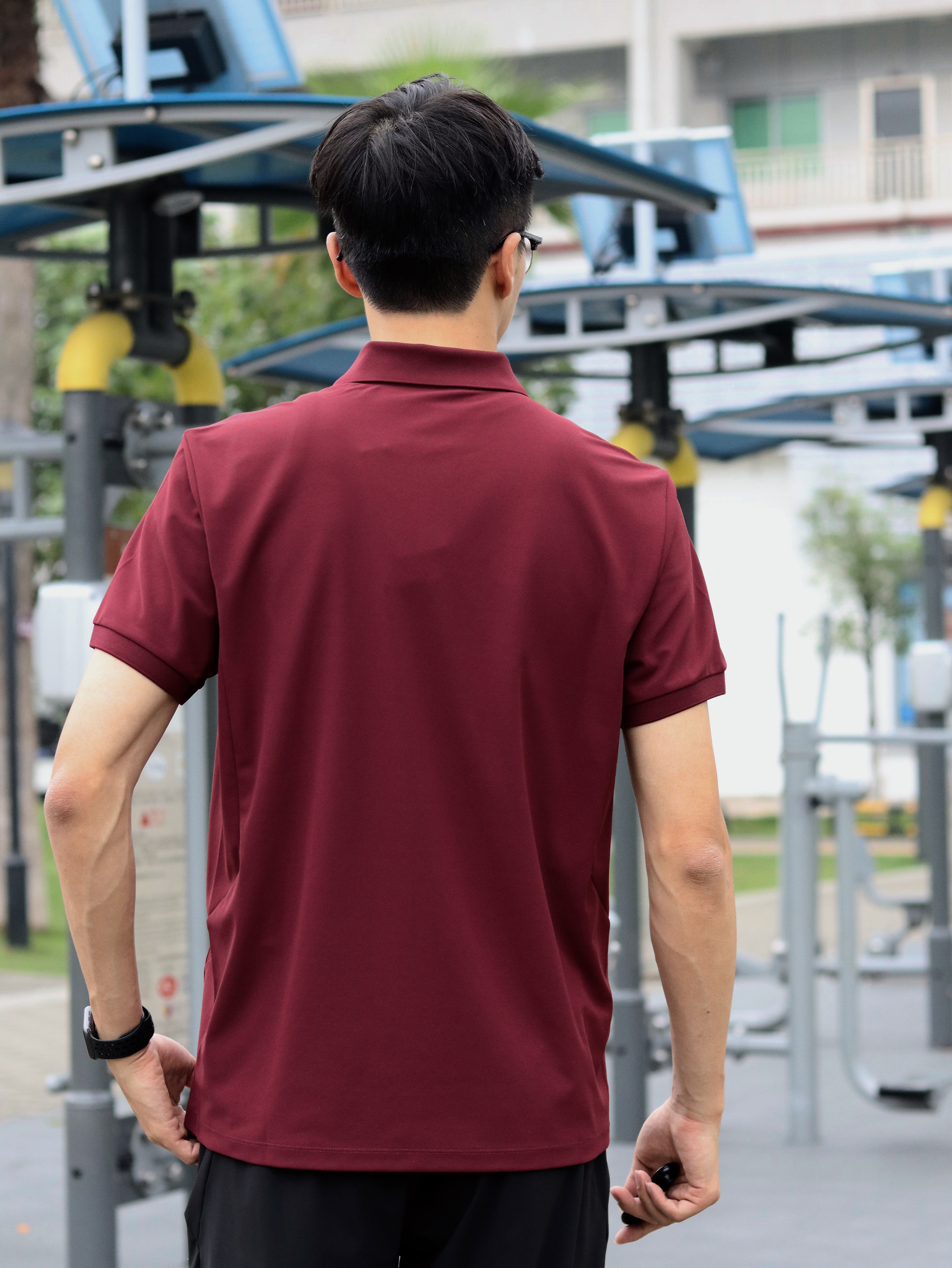 迪桑特（DESCENTE）TRAINING男士TOYOBO吸湿速干防晒UPF50+短袖POLO衫夏季新款 DR-深红色 XL (180/100A) 实拍图