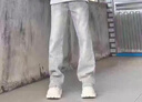 灿图烟灰色牛仔裤男春夏季美式高街潮流vibe裤子窄版显瘦直筒微喇长裤 烟灰色 常规 L 实拍图