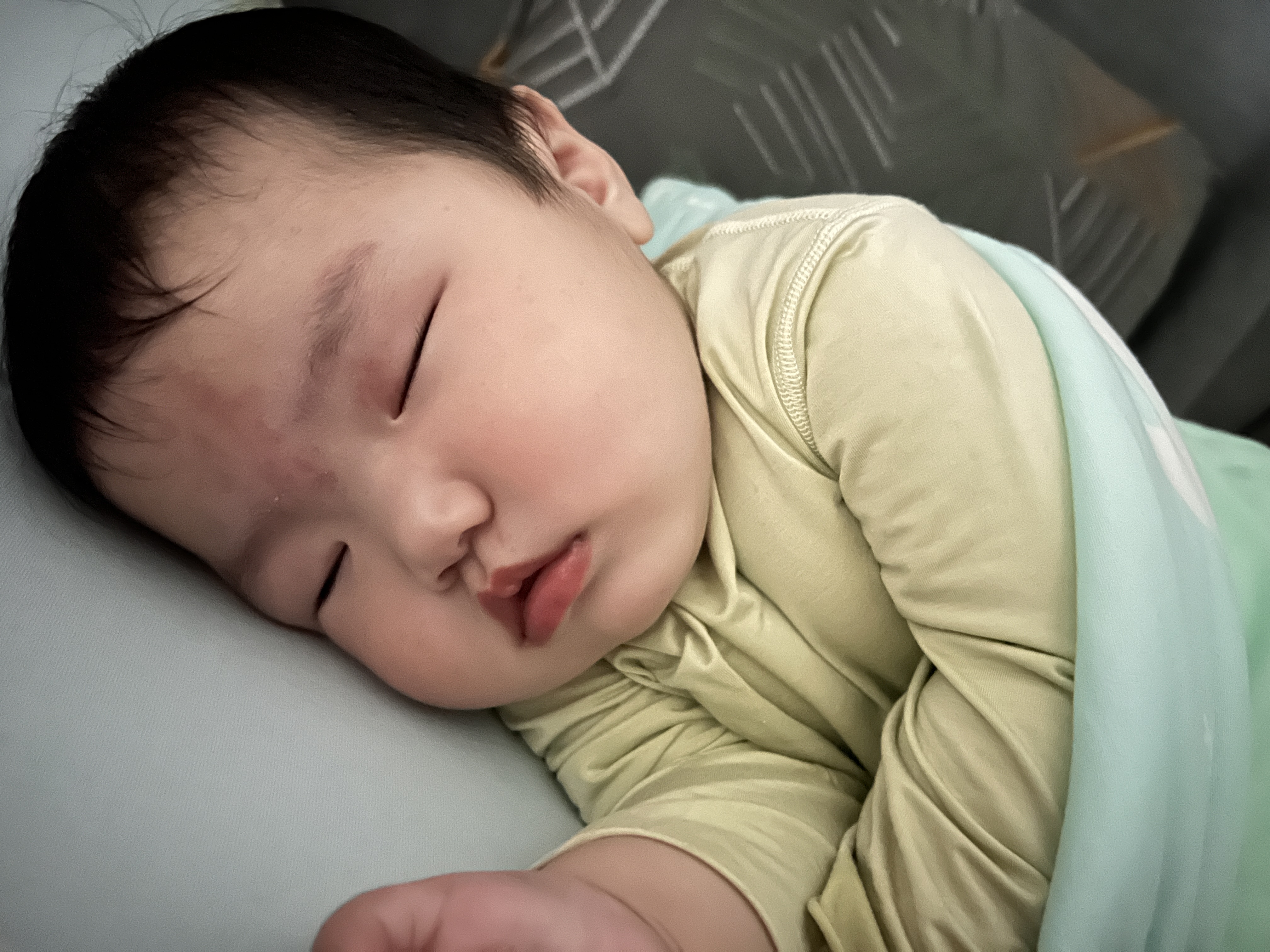 Aengbay昂贝 [冰莫®]婴儿睡衣夏季家居服宝宝连体衣睡袍新生儿睡袋薄款 绿色 90cm 实拍图