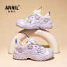 ANNIL女童运动鞋2026新款夏季女孩软底儿童花朵旋转纽扣鞋5194 紫色 28 实拍图