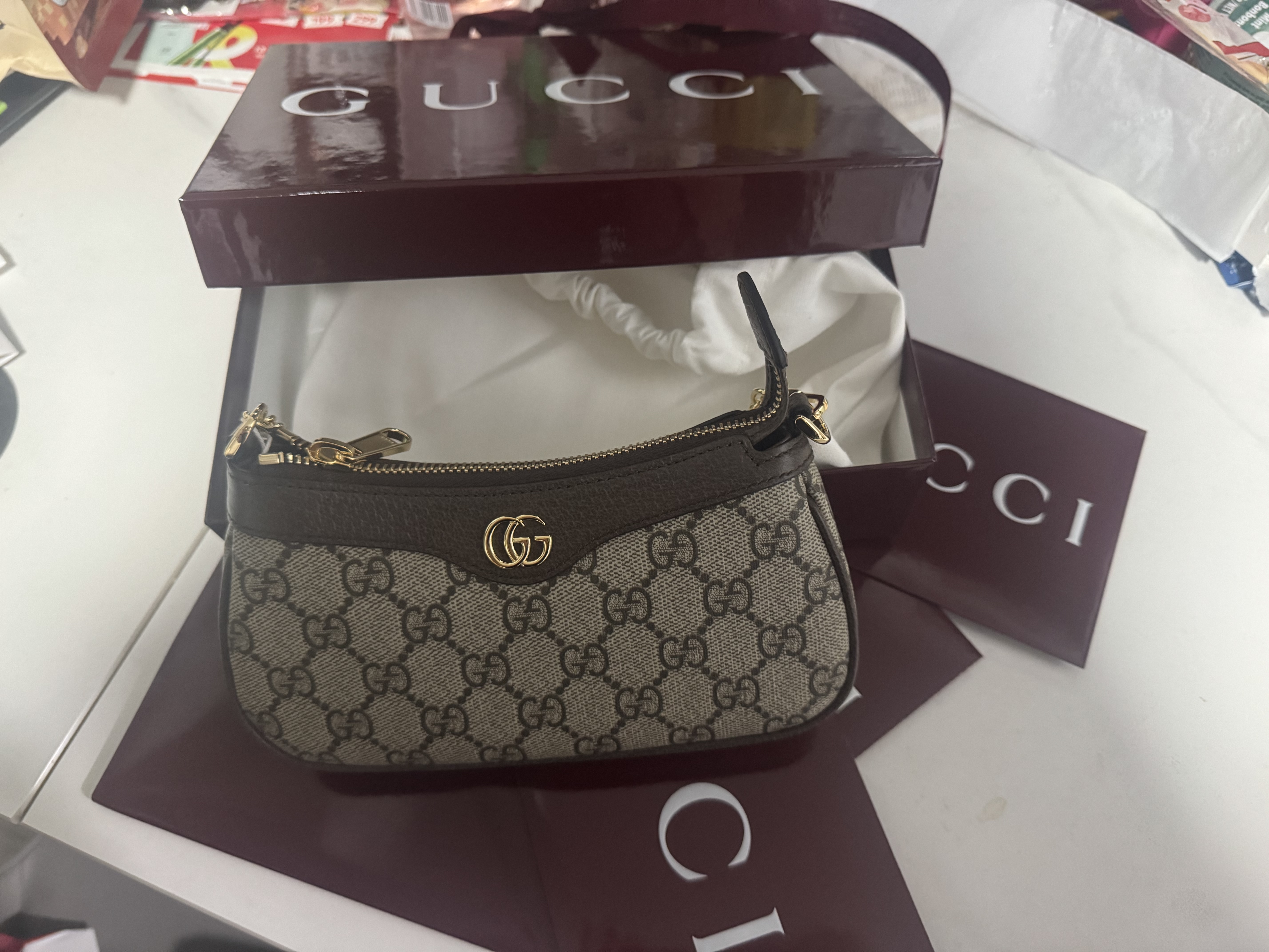 GUCCI古驰Ophidia系列迷你手袋 米色和乌木色 均码 实拍图