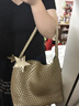 ECODAY编织托特包通勤包女包大容量单肩包手提包生日礼物520礼物送女友 香槟色大号   限定礼盒 实拍图