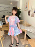 G.duck童装女童套装夏季2026新款中大童女孩夏装扎染纯棉短袖T恤半身裙 粉色（带安全裤） 130 建议身高120-130cm年龄7-8周岁 实拍图