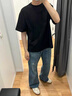 【京东直采】重磅纯棉 圆领短袖男款t恤衣服女士t恤服装真5折专场 黑色（短袖） M （95-110斤） 实拍图