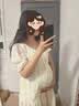 梵昇昱孕妇裙夏季韩版裙子中长款宽松时尚简约显瘦碎花刺绣高级感连衣裙 刺绣碎花孕妇裙-米杏色 L(建议115-135斤） 实拍图