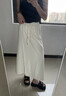 拉夏贝尔假两件开叉裙裤女夏季2026薄款高腰垂感宽松冰丝阔腿裤子 杏色 S 实拍图