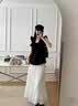 拉夏贝尔流光纱冰丝半身裙女夏季2026新款高腰垂坠感a字大摆伞裙 杏色 M 实拍图