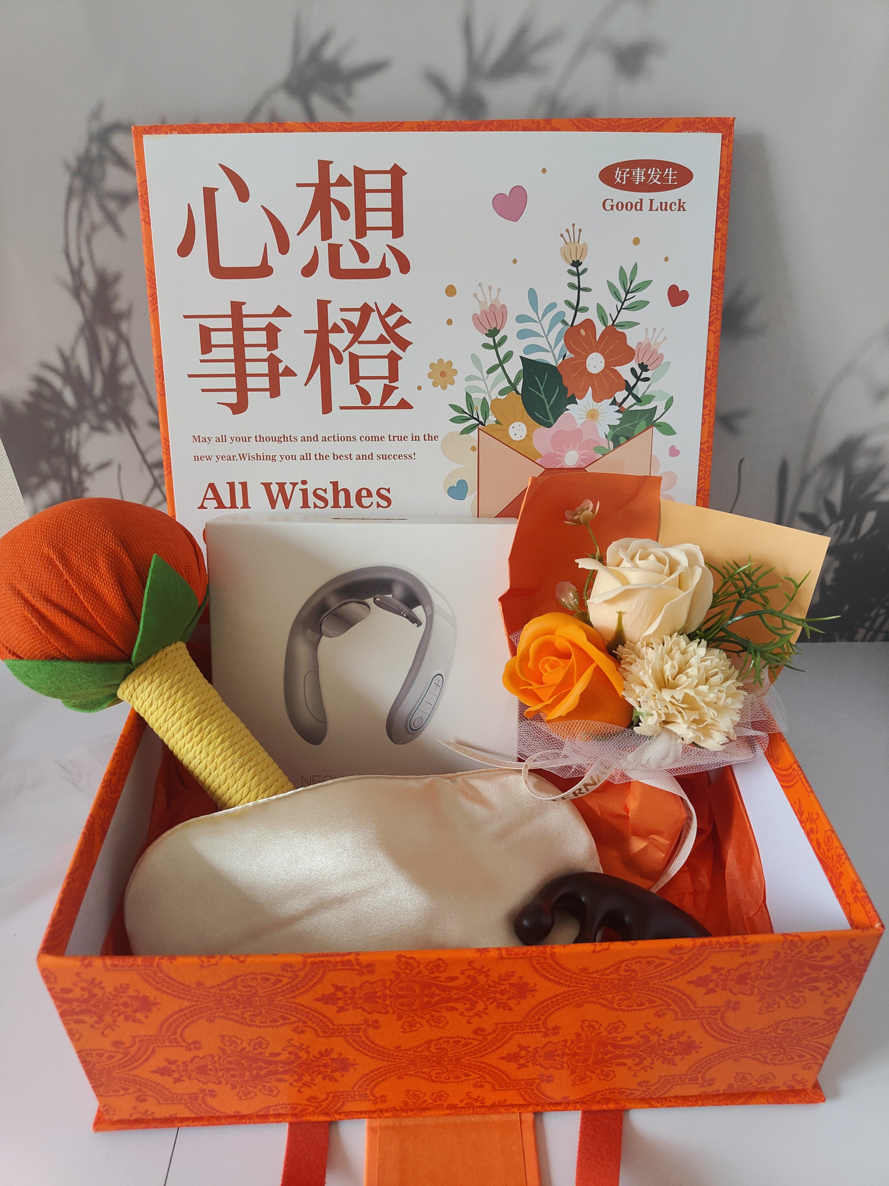 甜蜜点肩颈按摩仪生日礼物实用永生花玫瑰花母亲退休毕业礼物教师节老师 实拍图