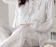 婧麒（JOYNCLEON）月子服夏薄款竹棉孕妇睡衣产后哺乳待产胸垫家居服 蓝M Jyz157092 实拍图