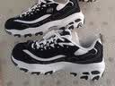 斯凯奇（Skechers）女鞋秋季蕾丝熊猫鞋厚底增高百搭休闲运动经典复古老爹鞋 黑色/白色/BKW 39 尺码偏大，建议选小半码 实拍图
