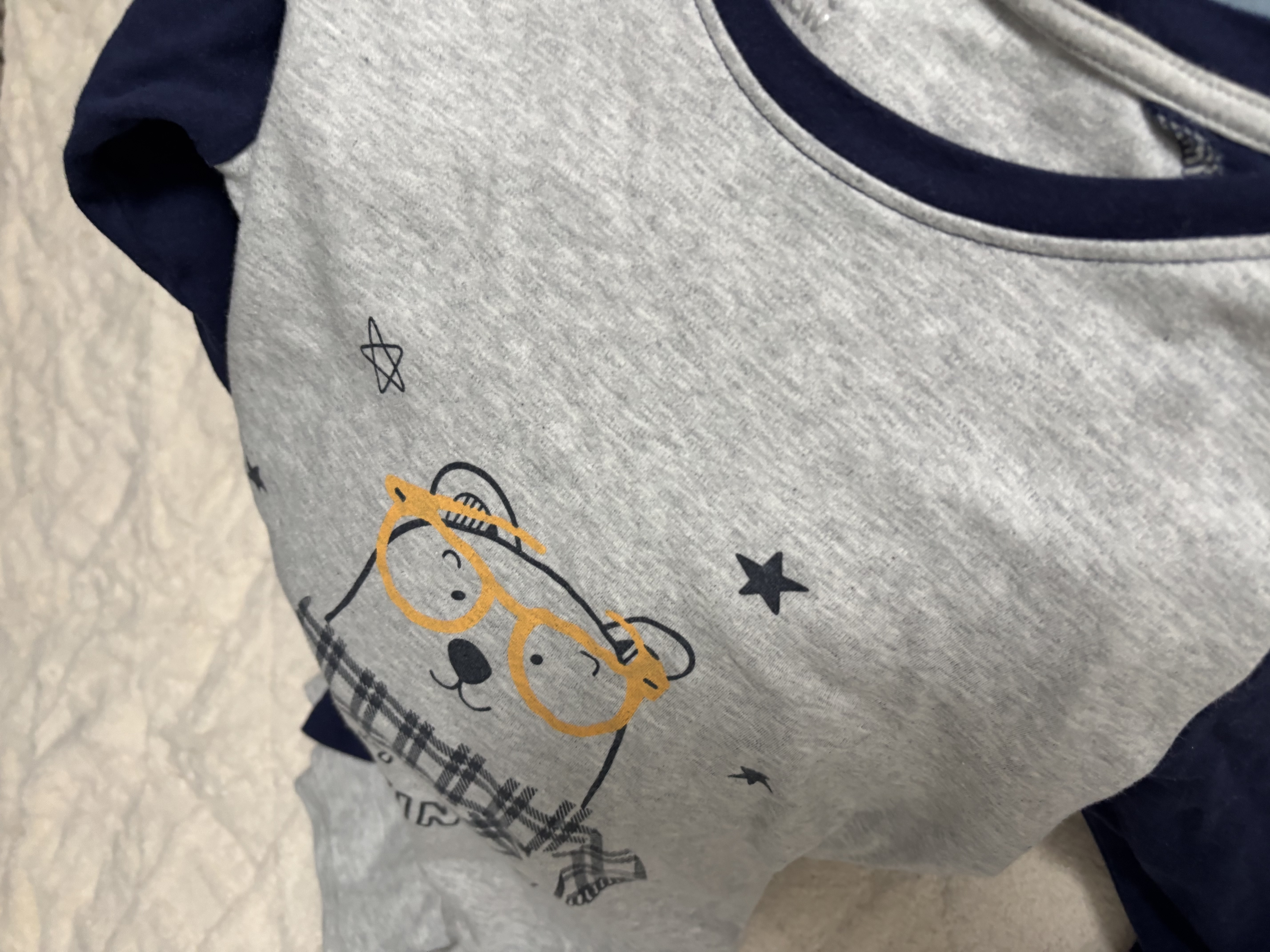 猫人儿童睡衣男童春秋款纯棉小孩长袖中大童家居服套装 眼镜大熊 170 实拍图