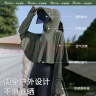 廷毅防晒衣女冰丝防晒服短款防紫外线夏季钓鱼服轻薄披肩定制LOGO印字 大帽檐款-经典灰 均码 【80-140斤】 实拍图