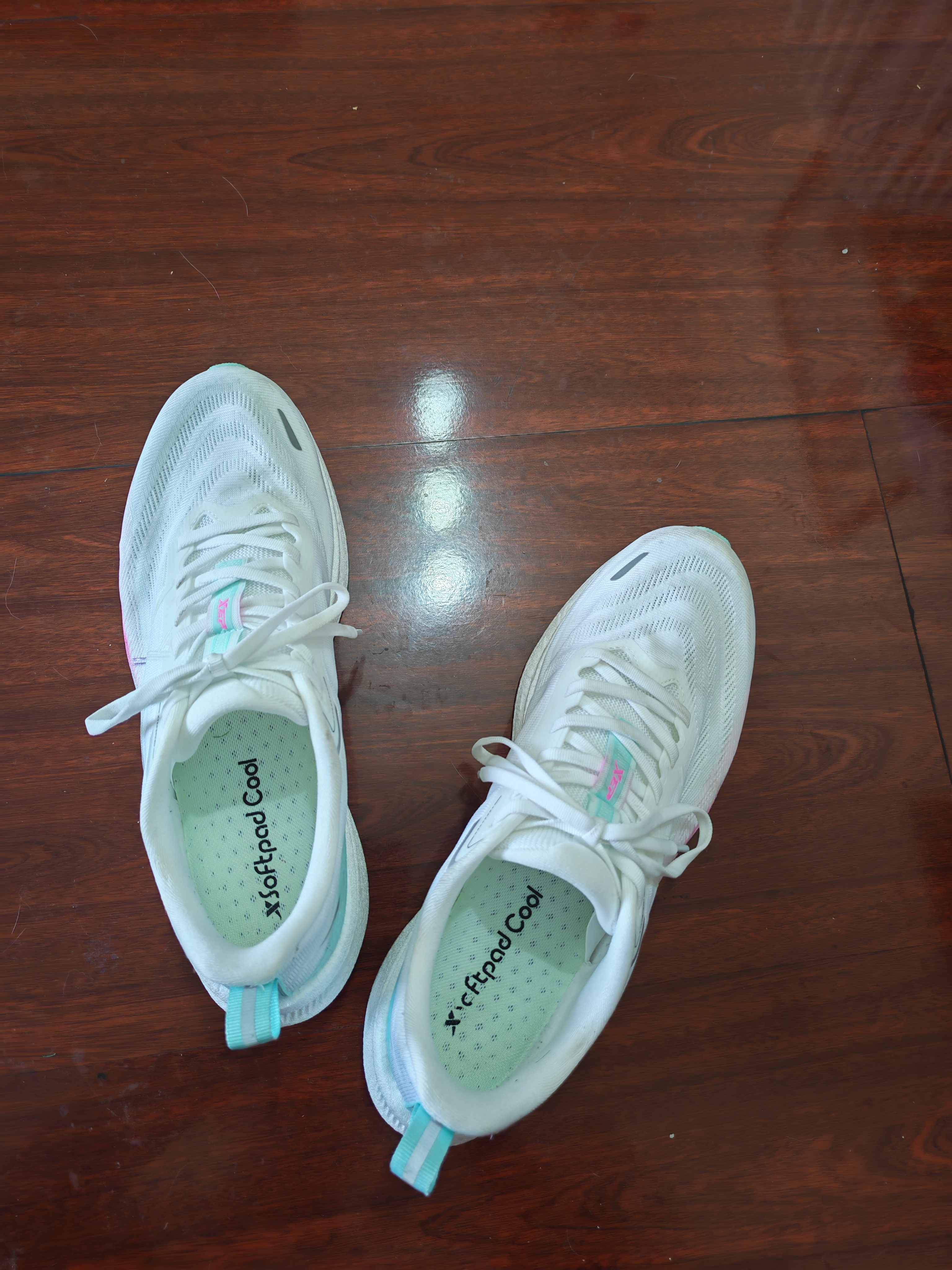 特步（XTEP）360X2.0LITE跑鞋男女鞋竞训马拉松减震轻弹训练跑步鞋舒适运动鞋 经典白/荧光数码粉/天水碧【男】 44 实拍图