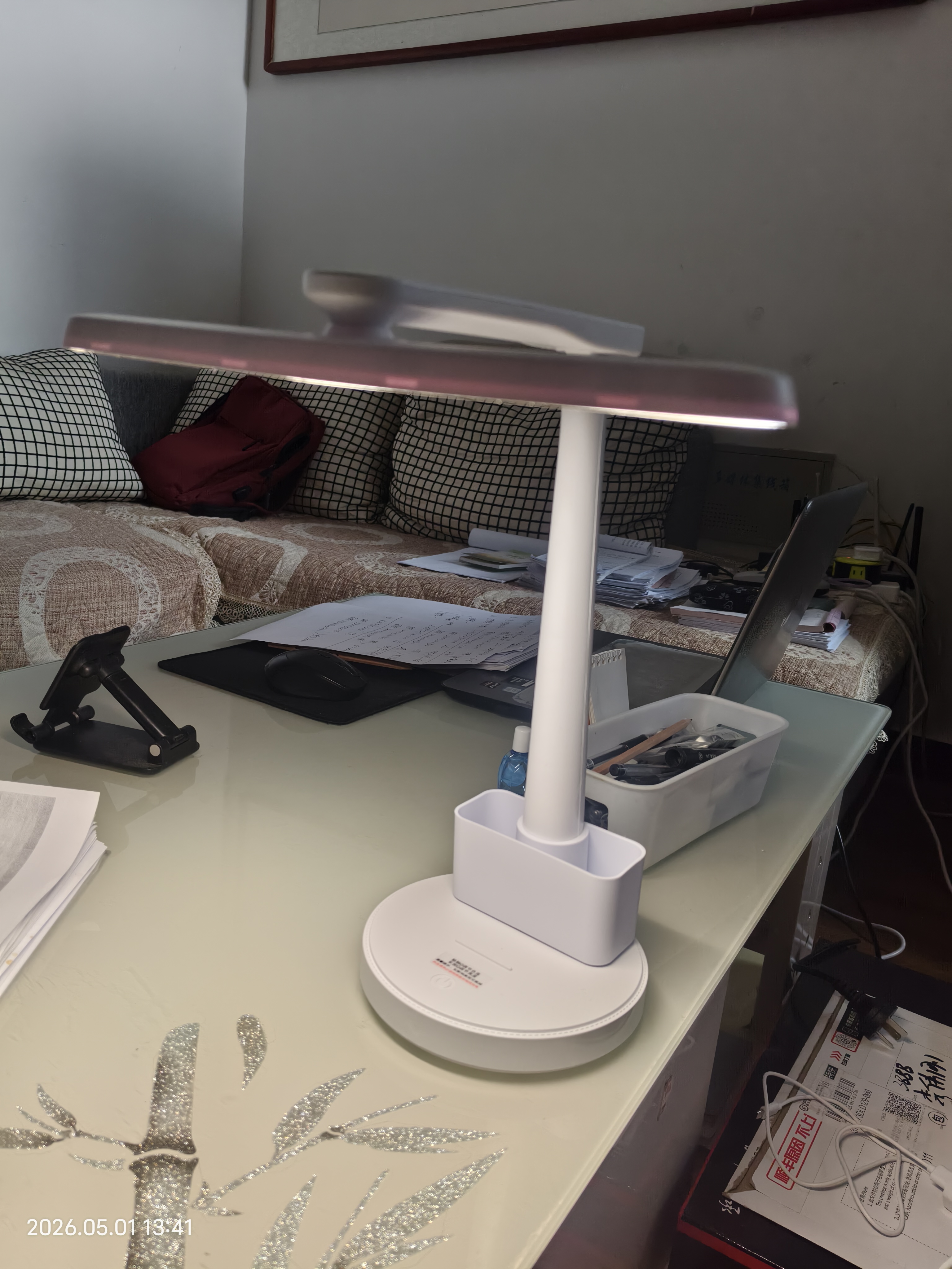 AZMI台灯护眼学习专用大学生宿舍儿童书桌写作业阅读插充电卧室防近视 【充插两用】三色温+蜂窝透镜+笔筒+充电头 实拍图