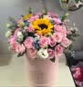冉子花坊鲜花速递粉玫瑰抱抱桶向日葵花篮生日礼物同城配送 33朵粉玫瑰向日葵抱抱桶 实拍图