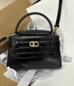 CHARLES&KEITH鳄鱼纹凯莉包手提斜挎婚包包女包生日母亲节礼物CK2-50270880-1 Black黑色 S 实拍图