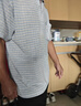罗蒙冰丝短袖t恤男夏季薄款翻领格子polo衫上衣中年爸爸装 36浅兰 3XL 实拍图