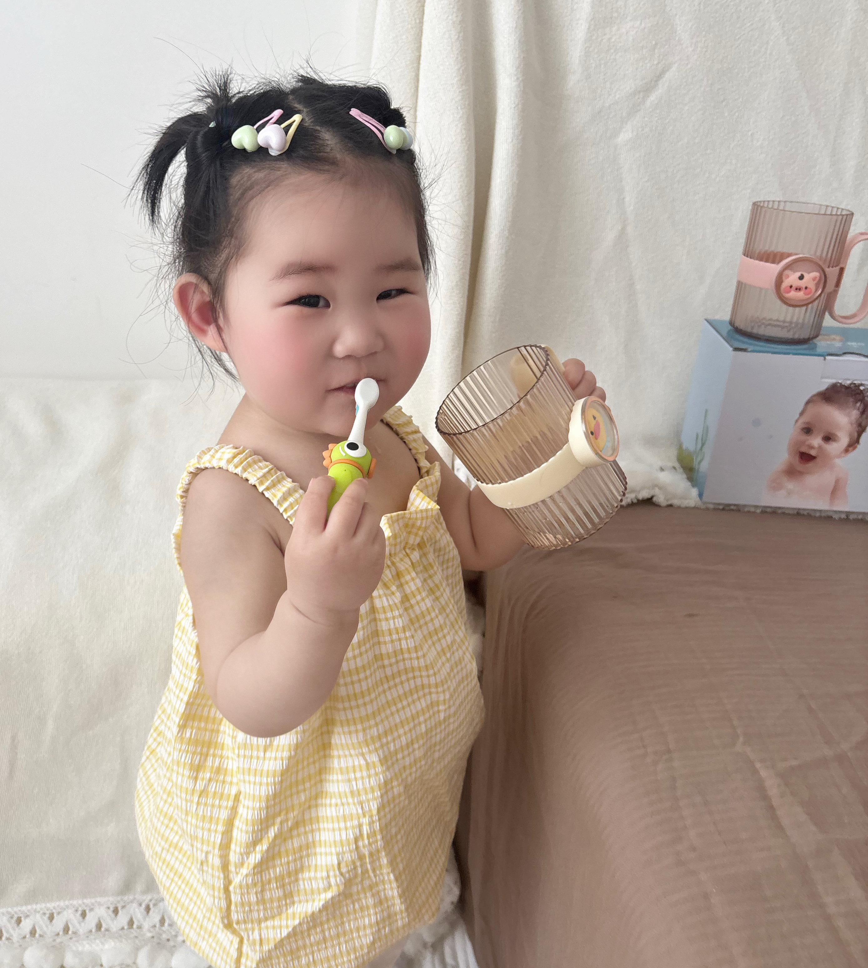 马博士儿童漱口杯刷牙杯婴儿牙刷杯子宝宝洗漱牙刷杯卡通套装2个装 实拍图