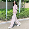 真维斯（Jeanswest）休闲时尚套装女款夏季薄款穿搭2026新款纯棉短袖冰丝阔腿裤两件套 上衣 香芋紫 毛绒小紫花_K+裤子 紫色 毛绒小紫花_K L 实拍图