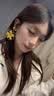 QMXD四件套度假风耳环女手工编织花朵独特夸张大款海边耳钉氛围感耳饰 黄色花朵耳环一对 实拍图