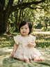 兰咖小熊（Lan Ka xiao xiong）兰咖小熊婴幼儿宝宝爬爬服外出服女孩洋气连衣裙宝宝公主裙子纱裙 栀子花开-法式蕾丝婴儿连衣裙 含帽子 66cm （0-6个月宝宝） 实拍图