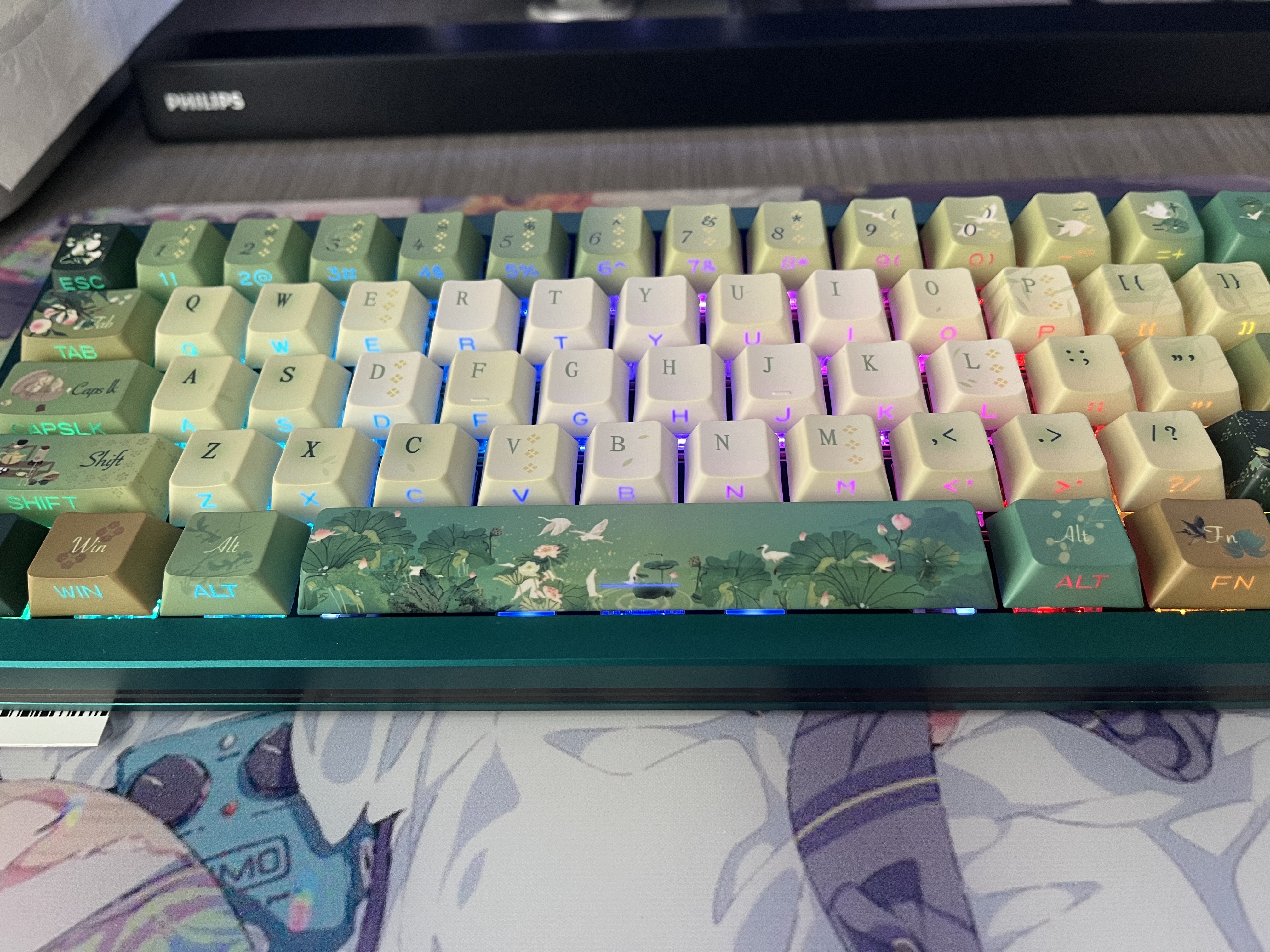 维咖（weikav）坚果NUT65三模客制化机械键盘金属铝坨坨套件 麦克风拾音灯条 磁吸碰针 双GASKET结构碰珠快拆设计 阳极法翠-三模-套件 实拍图