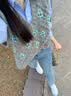 韩璐娇（hanlujiao）休闲裤女装2024春装新款女气质小香风时尚牛仔裤小个子秋冬套装女 灰色马甲+蓝色衬衫【两件】 S 实拍图