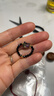【万单爆品】极细小萌猫戒指水晶石黑尖晶个性串珠指环均码 黑猫头仿尖晶戒指 实拍图