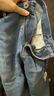 优衣库常规款女装男装宽松廓形牛仔裤/弯刀镰刀裤子479000 482280 479000/67海蓝色 23 /150/58A 实拍图