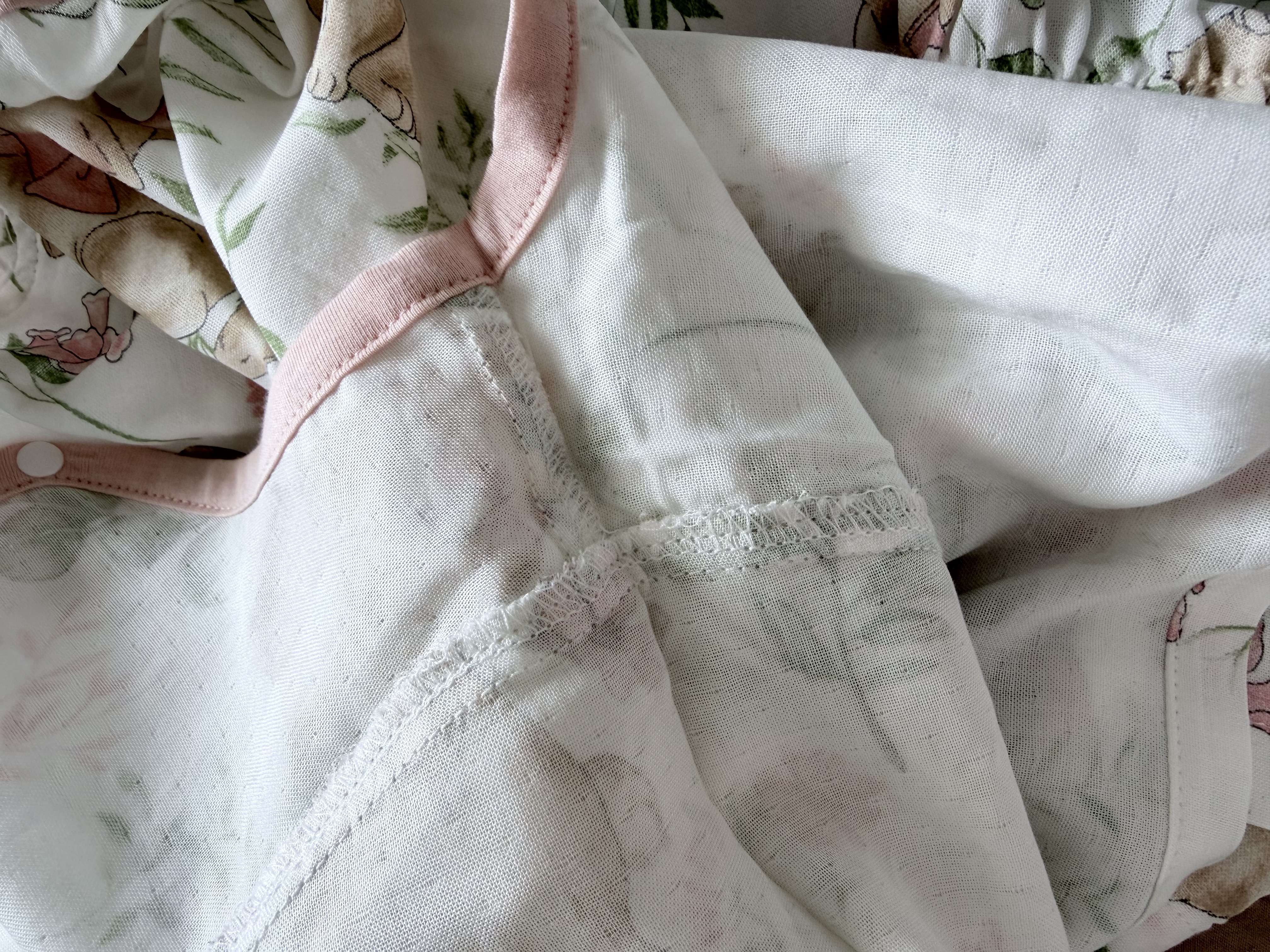 威尔贝鲁（WELLBER）儿童睡衣家居服男女童竹棉纱布家居服两件套装樱野兔兔七分袖110 实拍图