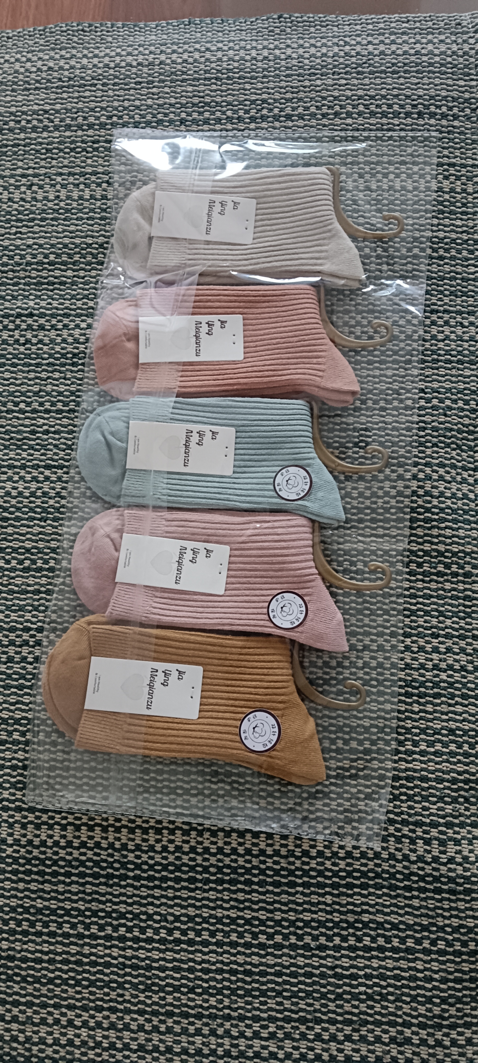 新疆棉袜子女士抽条春秋厚款中筒袜吸汗防臭100%纯棉双针耐磨女袜 女双针长袜【彩色】 5双 均码 实拍图