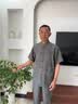 恒源祥冰丝薄款中老年唐装男士短袖套装中国风男士爸爸装爷爷过寿汉服男 深灰色短袖套装 L 40适合110-125斤 晒单实拍图
