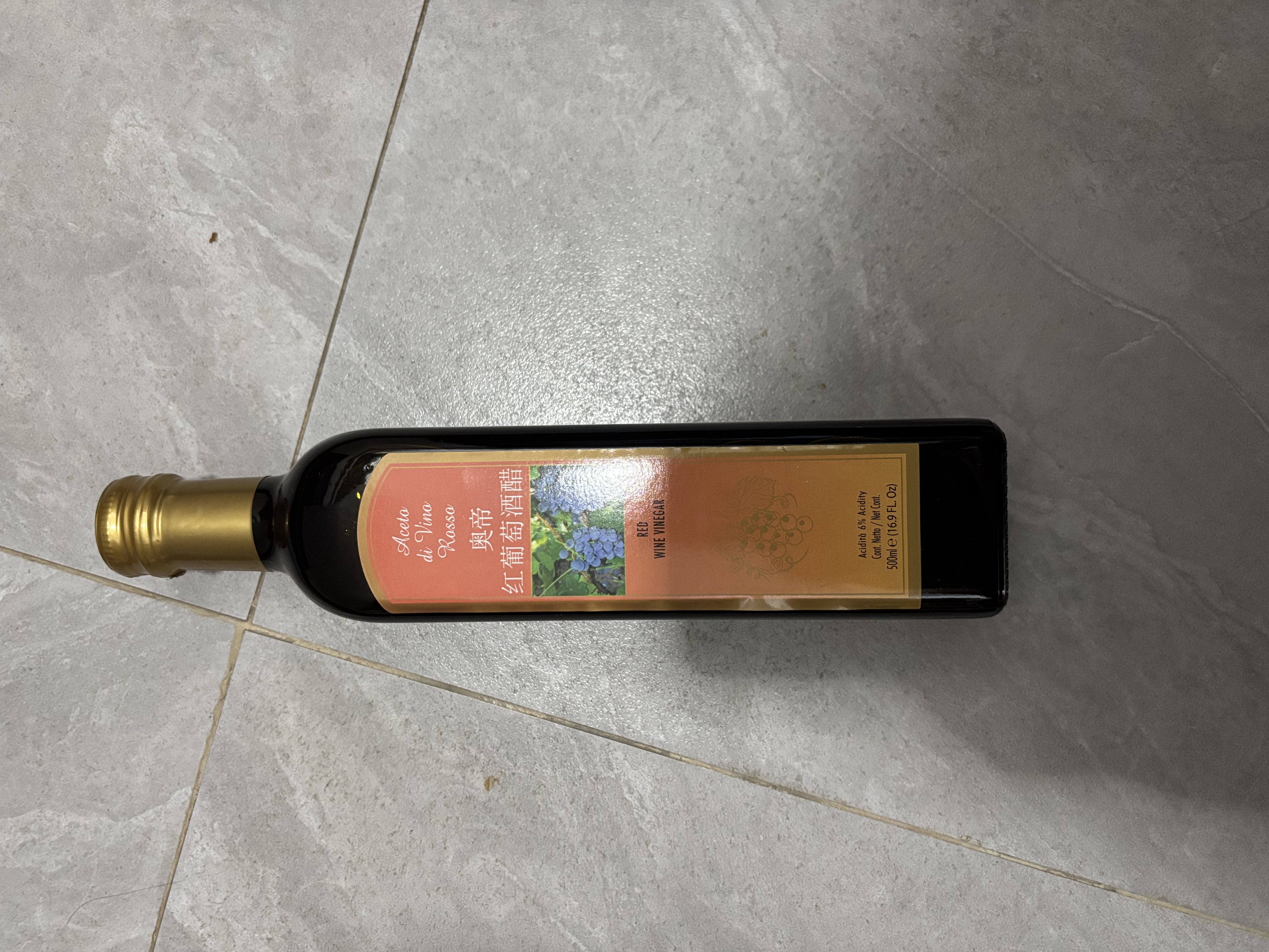 奥帝意大利进口红葡萄酒醋500ml 酿造果醋凉拌沙拉油醋汁红酒醋 实拍图