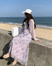 宏资琦夏季新款大码女装荷叶边碎花连衣裙法式气质吊带裙子开衫两件套装 紫色开衫+紫色吊带裙（两件套） L （建议101—119斤） 晒单实拍图