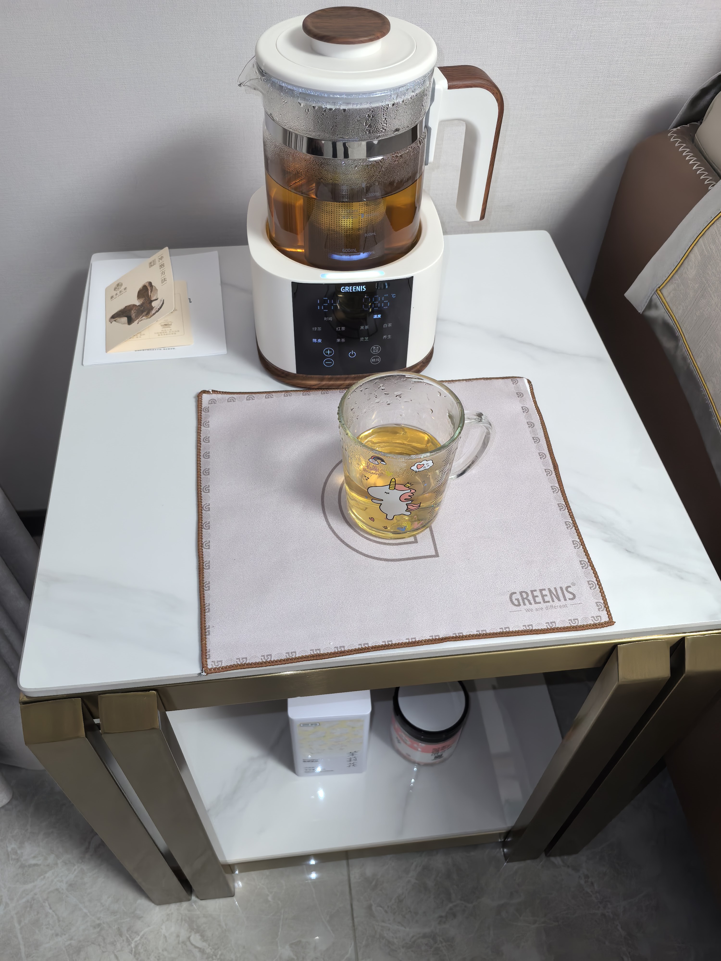 格丽思（GREENIS）煮茶壶纯钛养生壶 喷淋式煮茶器养生烧水壶保温一体全自动恒温泡茶壶 新款高档大气蒸茶煮茶壶 喷淋式煮茶器 (椰奶白礼盒装-直筒+喷淋双茶漏) 实拍图