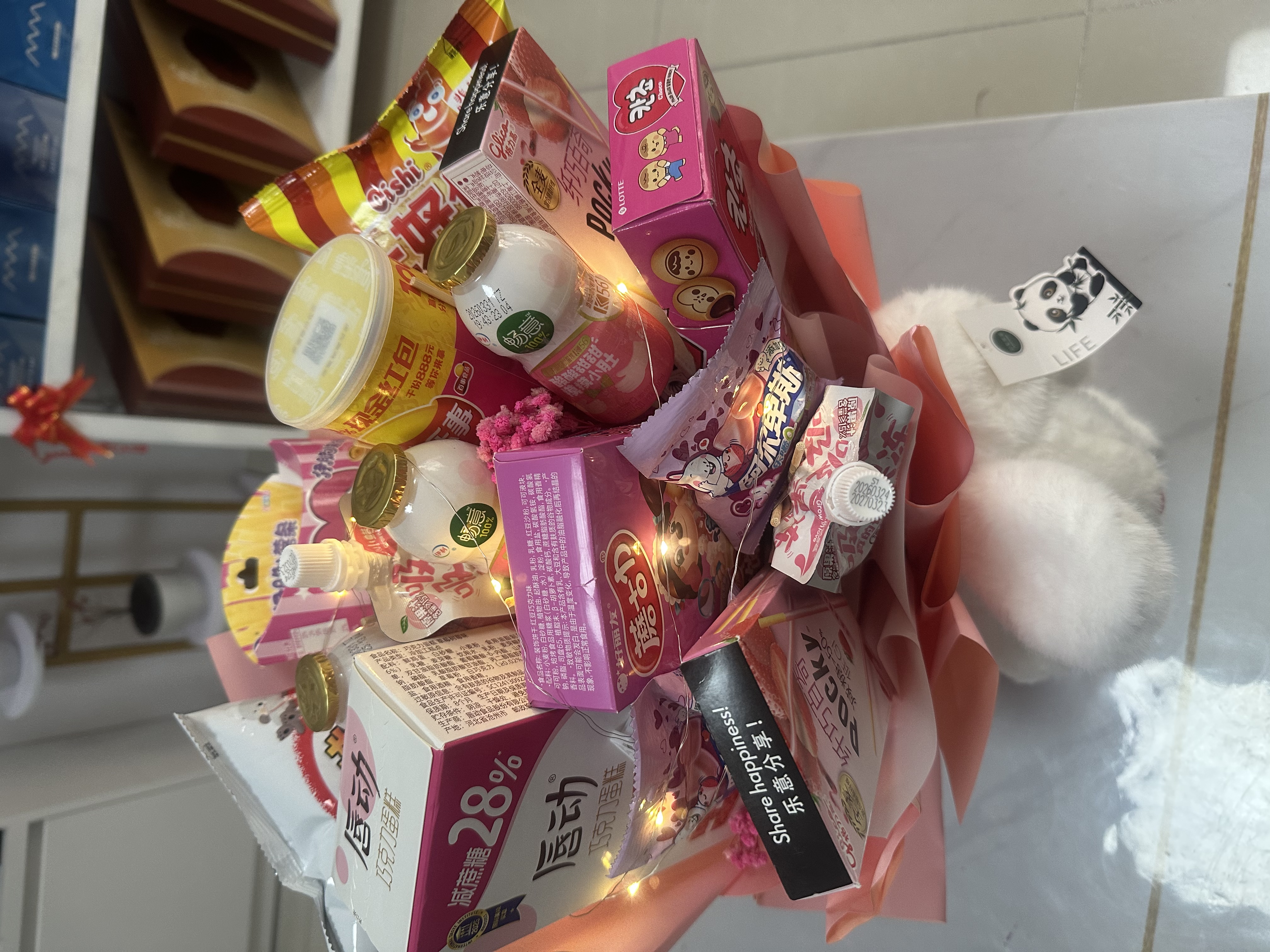 花束包装半成品免包手工创意高考花壳有钱花材料包鲜花零食满天星 大号花筒粉色 送30根竹签+彩灯+胶带+贺卡 实拍图