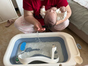 十月结晶婴儿洗澡盆新生儿大号可折叠宝宝无线数显浴盆+浴架雾霾蓝 实拍图